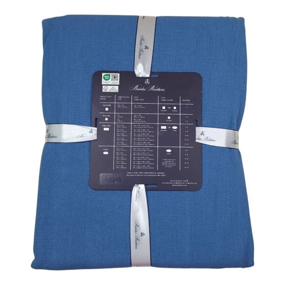 Brooks Brothers Oblong Tablecloth & Napkins Set 60"x104" 18"x18" Napkins Blue - Picture 8 of 13